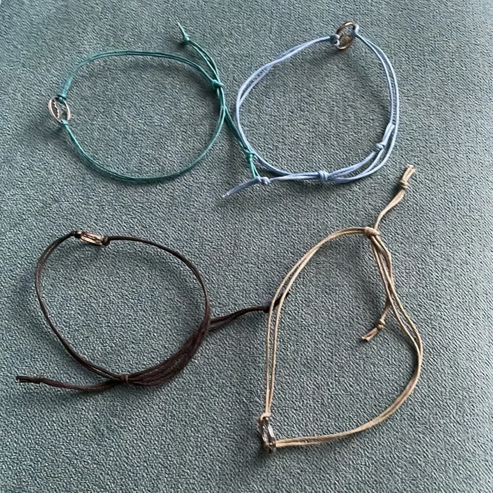 Amazon Mountain Cute Bundle Set of Four Tie Bracelets Brown Blue Green Tan
